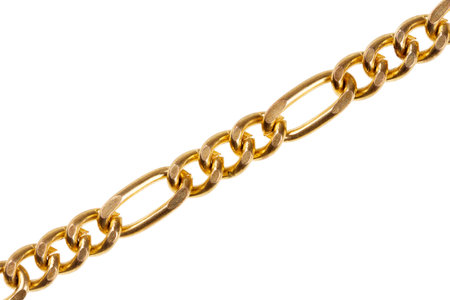 Gold chain isolated on white backgroundの写真素材
