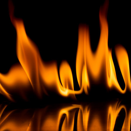 Fire flames isolated on black background 