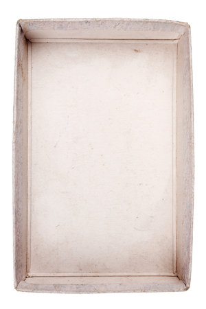 Top view of old carton box isolated on white background