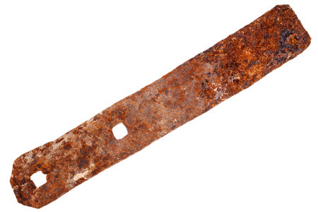 Rusty long metal plate isolated on whiteの写真素材