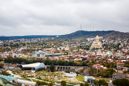 Panoramic view of Tbilisi, Georgia. Tbilisi is the capital and the largest city of Georgia with 1,2...