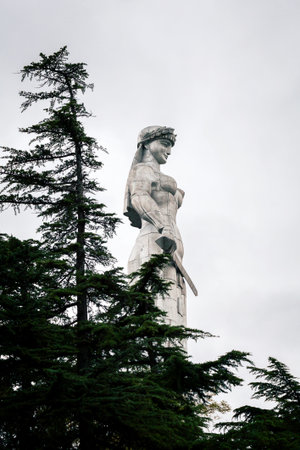 TBILISI, GEORGIA - OCTOBER 27, 2014:  Statue of Mother Georgia in  Tbilisi, Georgia. The memorial is 50 meters high and watches over Georgia from a hill above Tbilisi.のeditorial素材
