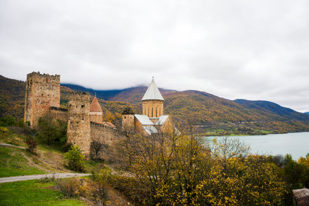 Ananuri Castle by the Aragvi River in Georgiaのeditorial素材