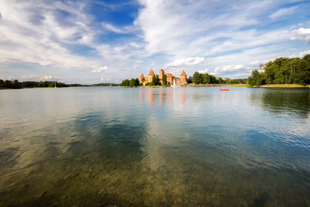 Island castle in Trakai is one of the most popular touristic destinations in Lithuaniaのeditorial素材