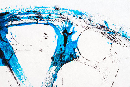 Abstract hand painted black and blue acrylic arts backgroundの写真素材