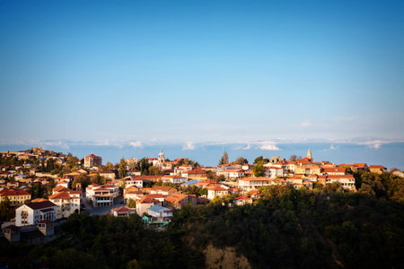 View to Signagi old town in Kakheti region, Georgiaの写真素材