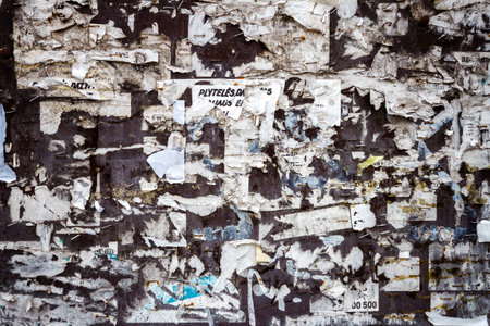 Scraps of paper on old bulletin boardの写真素材