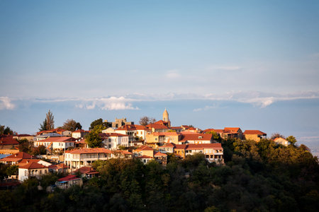 View to Signagi old town in Kakheti region, Georgiaの写真素材