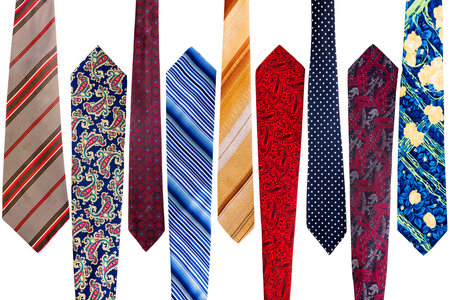 Collection of vintage ties isolated on white background