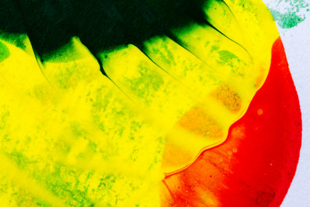 Closeup view of abstract hand painted colorful acrylic art background on paper texture. Fragment of artworkの写真素材