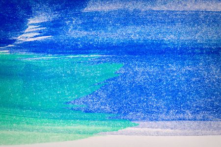 Abstract hand drawn blue and green watercolor paints backgroundの写真素材