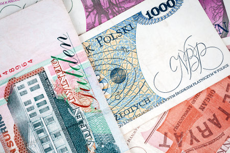 Old Polish invalid banknotes as a backgroundの写真素材