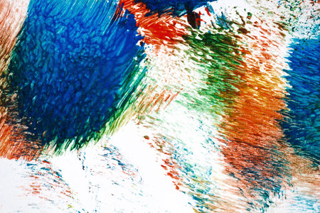 Macro shot of abstract acrylic art background. Multicolor light and bright texture. Fragment of...