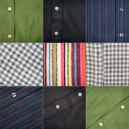 Big size collection of various fabric textures with buttonsの写真素材