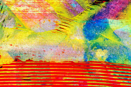 Closeup shot of abstract hand painted colorful acrylic art background on paper texture. Fragment of...