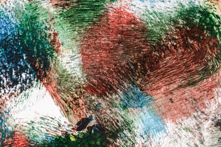 Macro shot of abstract acrylic art background. Multicolor light and bright texture. Fragment of...