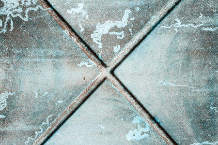 Old blue metal tin panel wall texture. Architecture detail backgroundの写真素材