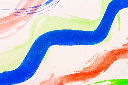 Macro shot of abstract watercolor art background. Fragment of artwork. Brushed watercolor paint. Modern contemporary art. Grunge image.の写真素材