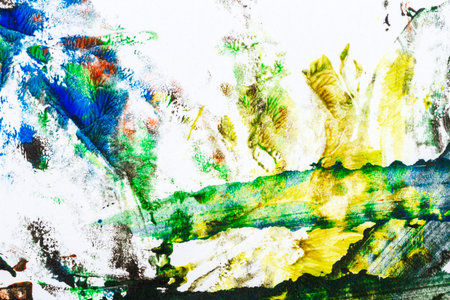 Abstract colorful hand painted acrylic background, creative abstract hand painted background, close up fragment of acrylic painting on paperの写真素材