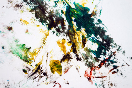 Abstract colorful hand painted acrylic background, creative abstract hand painted background, close up fragment of acrylic painting on paperの写真素材