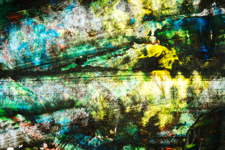 Abstract colorful hand painted acrylic background, creative abstract hand painted background, close up fragment of acrylic painting on paperの写真素材