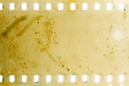 Blank grained moldy film strip texture backgroundの写真素材