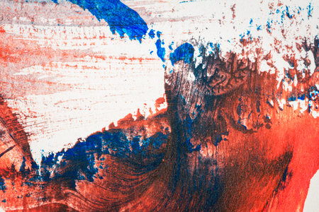 Abstract red and blue hand painted acrylic background, creative abstract hand painted colorful...