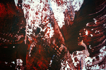 Black and red hand painted acrylic background. Grunge acrylic texture with painted dots and brush...