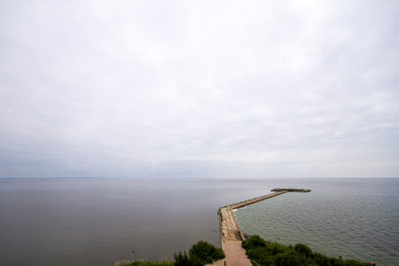 Vente Cape in Lithuania. View of a pier in the sea.の写真素材