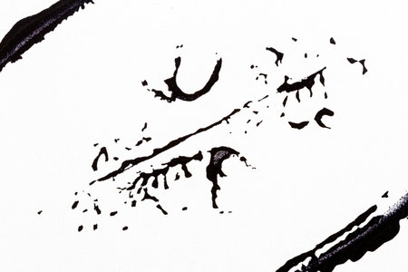 Black and white hand painted acrylic background. Grunge acrylic texture with painted dots and brush strokes.の写真素材