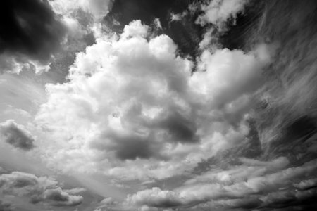 Grunge image of sky with clouds with grain. Retro looking sky with clouds.の写真素材