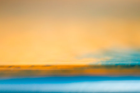 Macro shot of blue and orange vinyl record. Surface of an old vinyl record. Shallow deph of field. Selective focus.の写真素材