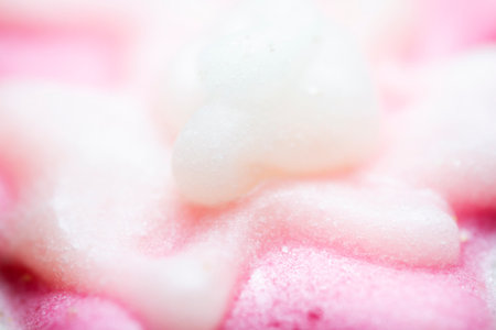 Extreme macro of glazed gingerbread cookie. Selective focus, shallow depth of field.の写真素材
