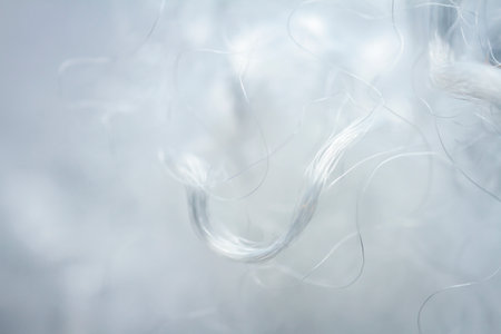 Extreme macro of polyester stable fiber. Selective focus, shallow depth of field.の写真素材