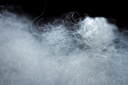 Extreme macro of polyester stable fiber. Selective focus, shallow depth of field.の写真素材