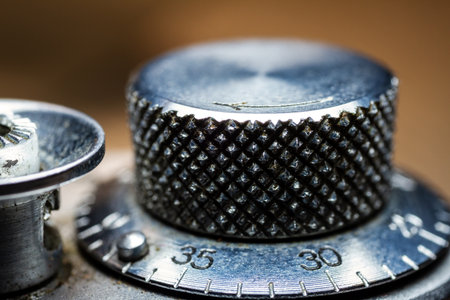 Macro of retro photo camera detail. Selective focus. Shallow depth of field.の写真素材