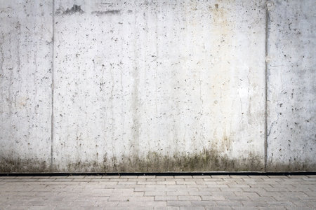 Gray concrete wall and parking space.の写真素材