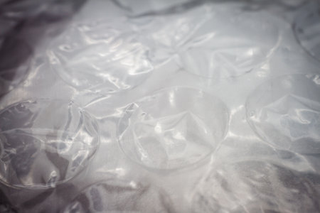 Extreme macro of plastic bubble wrap texture. Selective soft focus, shallow depth of field. Abstract...