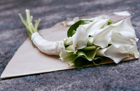 white flower details on the wedding day の写真素材