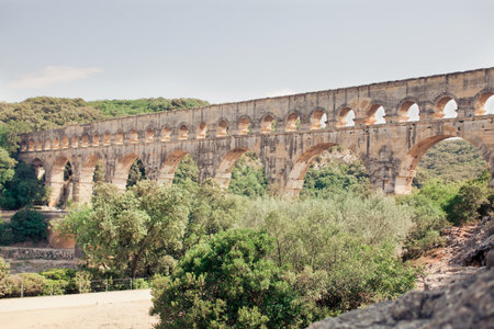 Pont du Gard, Roman aqueduct in Provence, Franceの写真素材