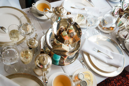Table set for a wedding or another catered event dinner party.