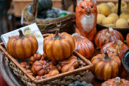 Pumpkins for sale at a local market in the Provence, Franceの写真素材