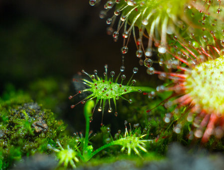 tentacles of little Drosera aliciae and itの写真素材