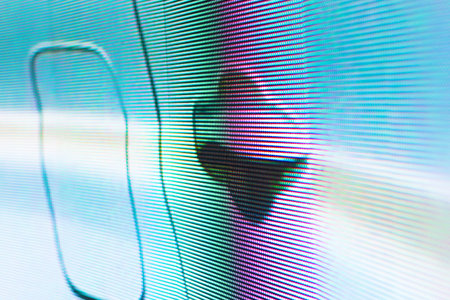 White Led screen background with dark blured stripes
