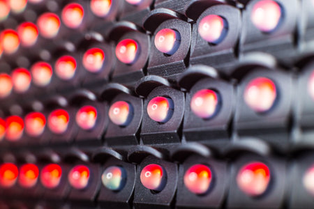 Bright colored LED video wall with high saturated pattern - close up background with shallow depth...