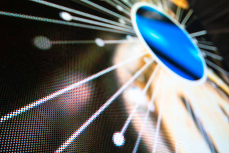 Bright colored LED video wall with high saturated pattern - close up background with shallow depth of fieldの写真素材