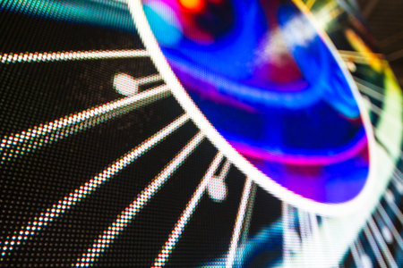 Bright colored LED video wall with high saturated pattern - close up background with shallow depth of fieldの写真素材