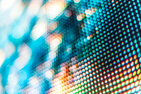 Bright colored LED video wall with high saturated pattern - close up background with shallow depth of fieldの写真素材