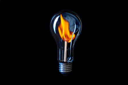 Fire hot idea - all old incandescent lamps should be replaced! They spend electricity not on light, but on heat.の写真素材