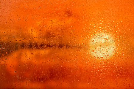 Rain drops on the window - abstract background. Close up photo.の写真素材